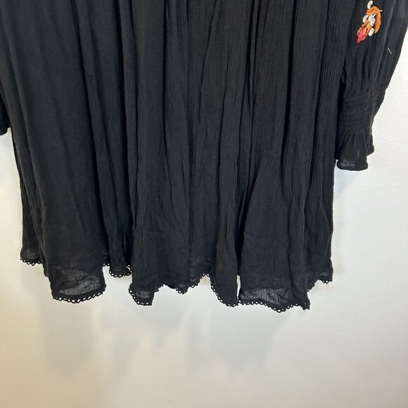 Free People Small Dress Black Mohave Embroidered Mini Tunic Lace Long Sleeve - Picture 6 of 13